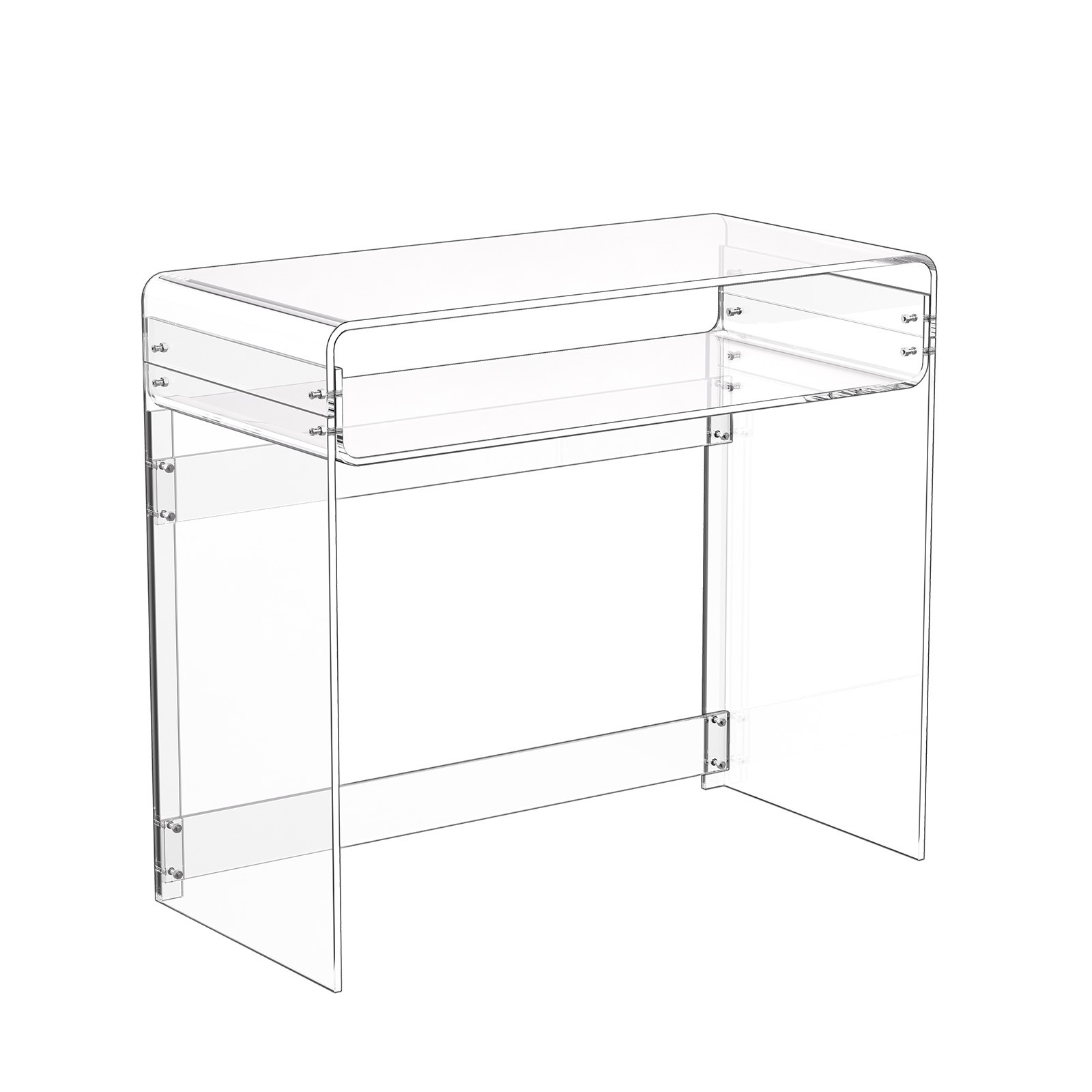 Uimoso Acrylic Side Table with Two Shelves and Storage, Modern Clear Design