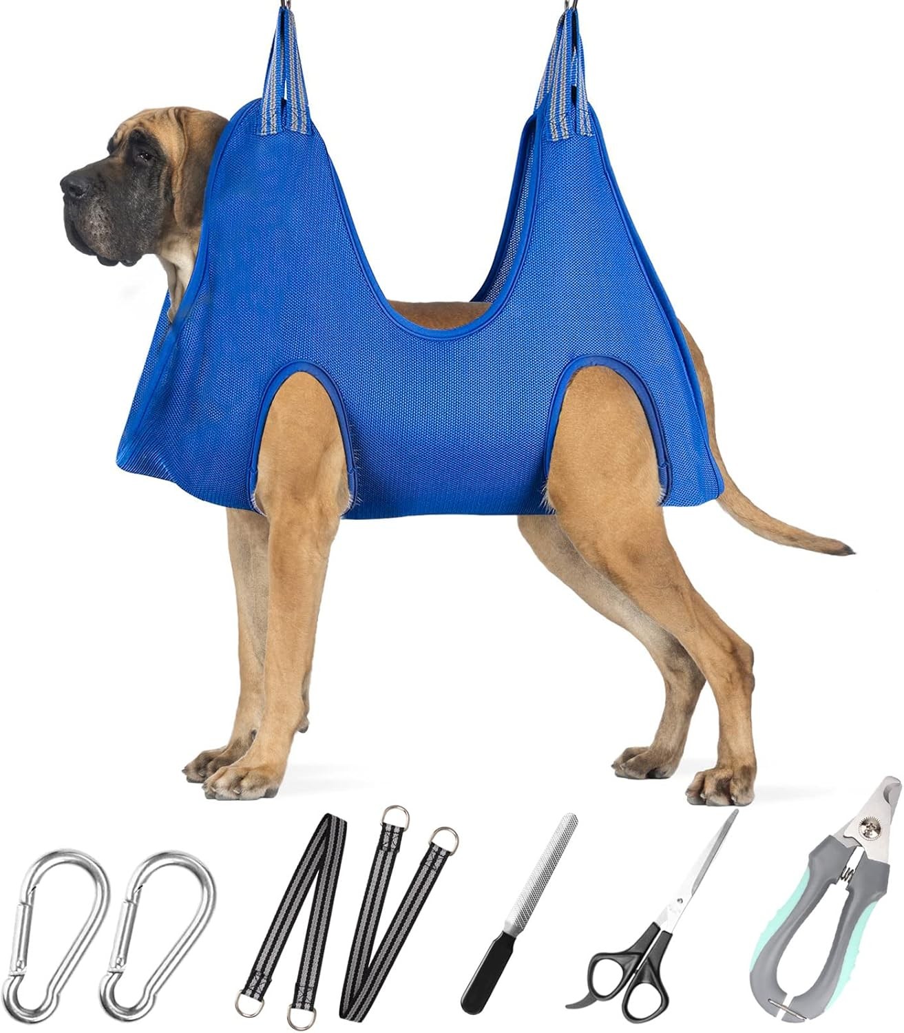 Pet Grooming Hammock for XXL Large Dogs with Giant 120LB, Blue 