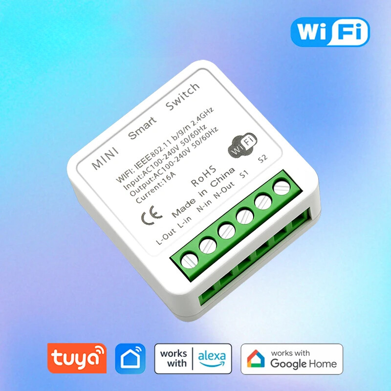 Tuya Smart Home Gadgets Mini WiFi Switch Light Switch Relay Module Voice Control