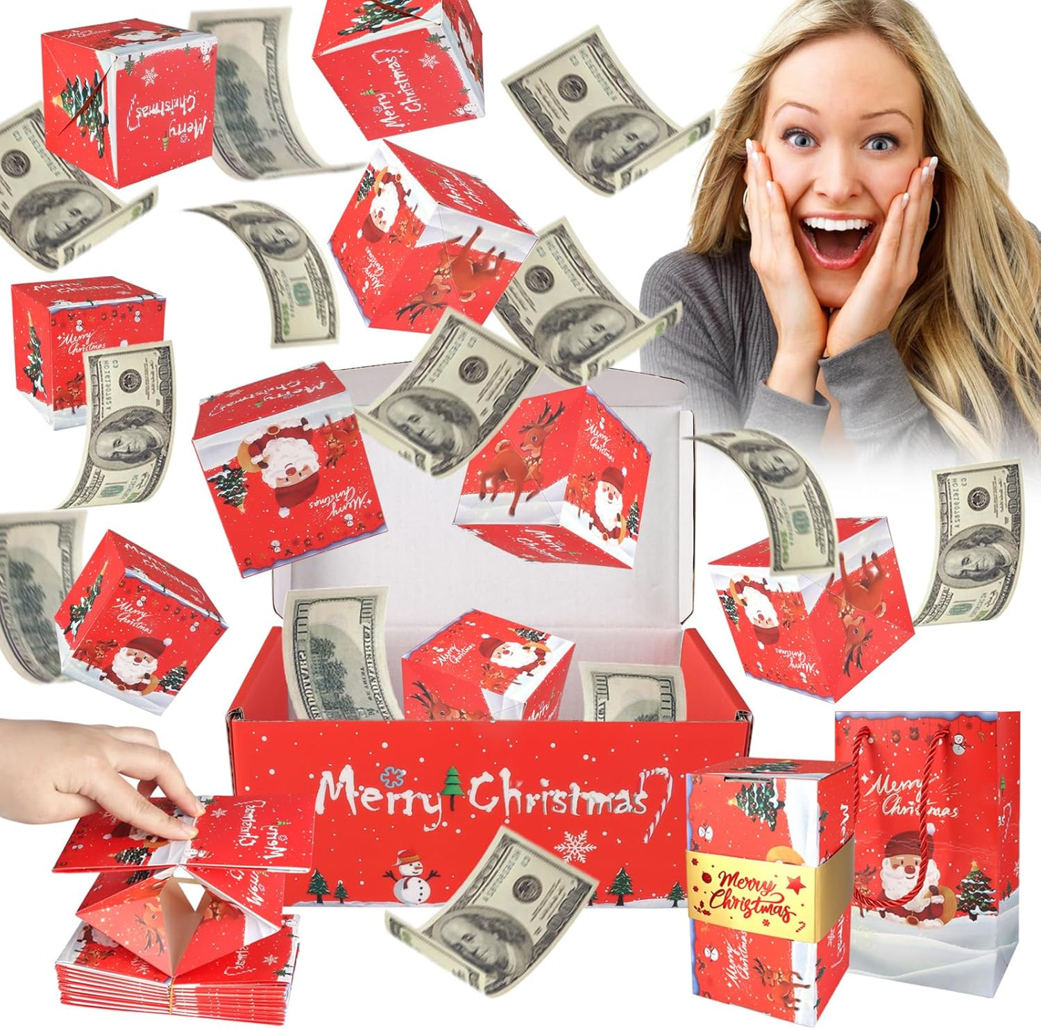 Surprise Gift Box Explosion for Money, Unique Folding Bouncing Money Box for Cas
