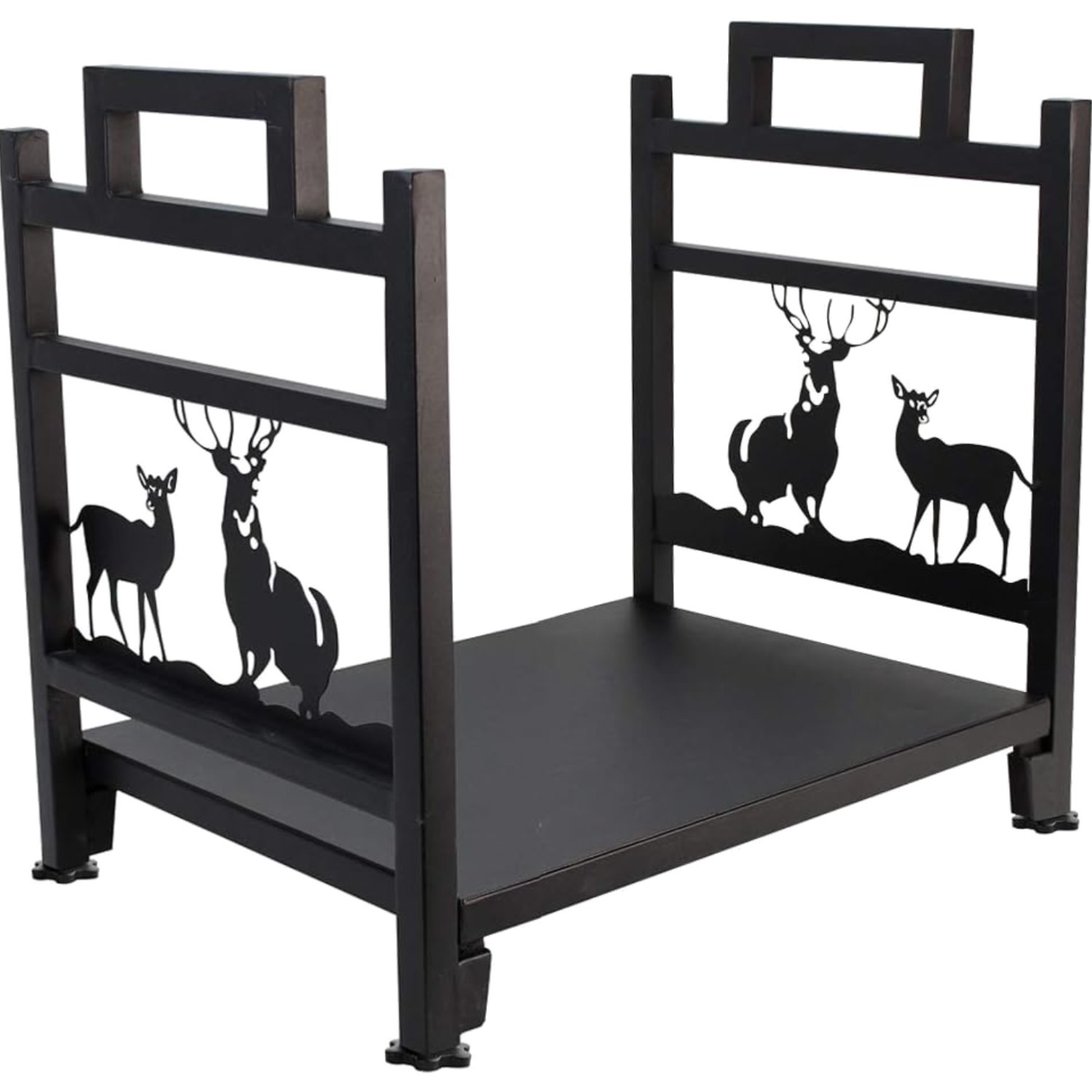 Iron Firewood Log Rack Freestanding Elk Shape Steel Storage Holder for Fireplace