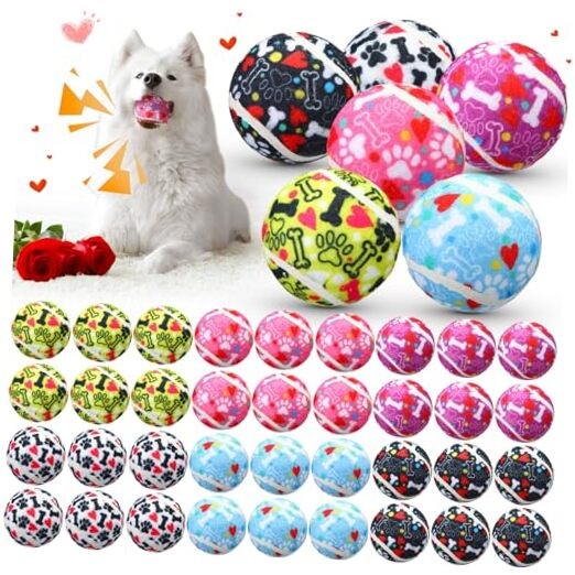 36 Pcs Dog Squeaky Tennis Balls 2.5 Inch Interactive Pet Toys Ball Valentine