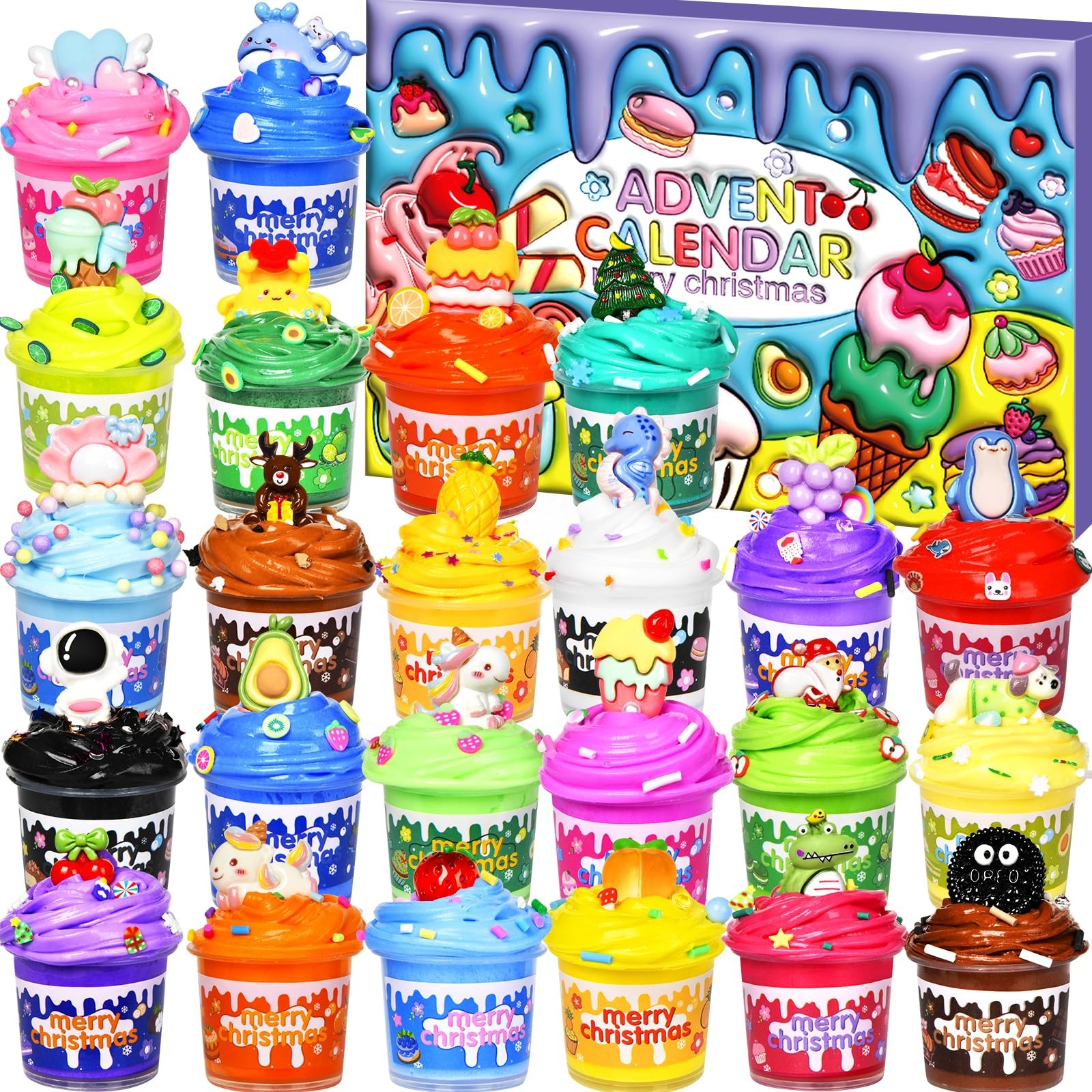 Slime Advent Calendar 2025 for Grils, Christmas Countdown Calendar for Kids, ...