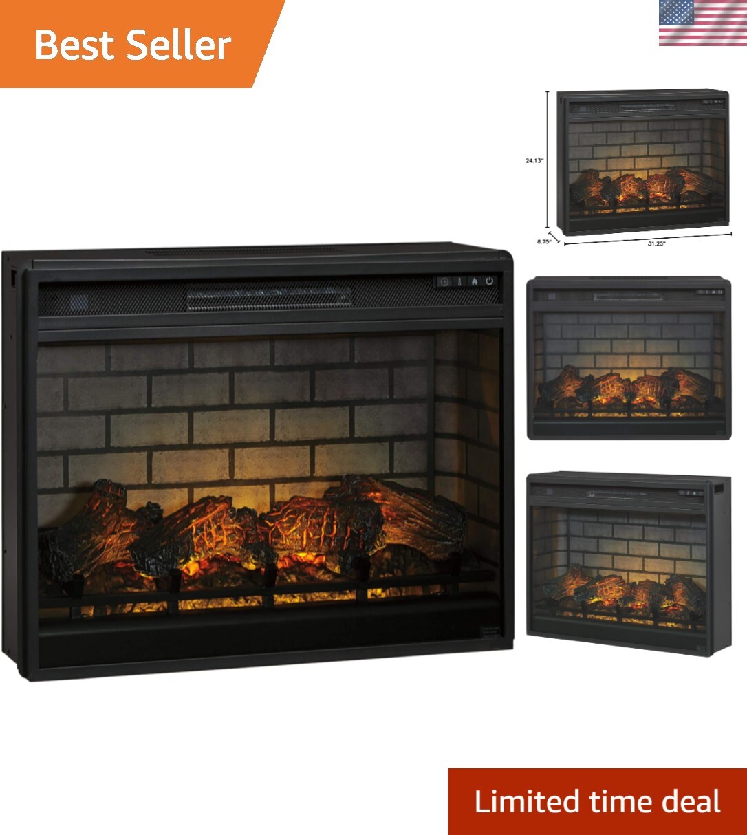 Cozy 30" Electric Fireplace With LED & Remote - Infrared Heat & Elegant Design