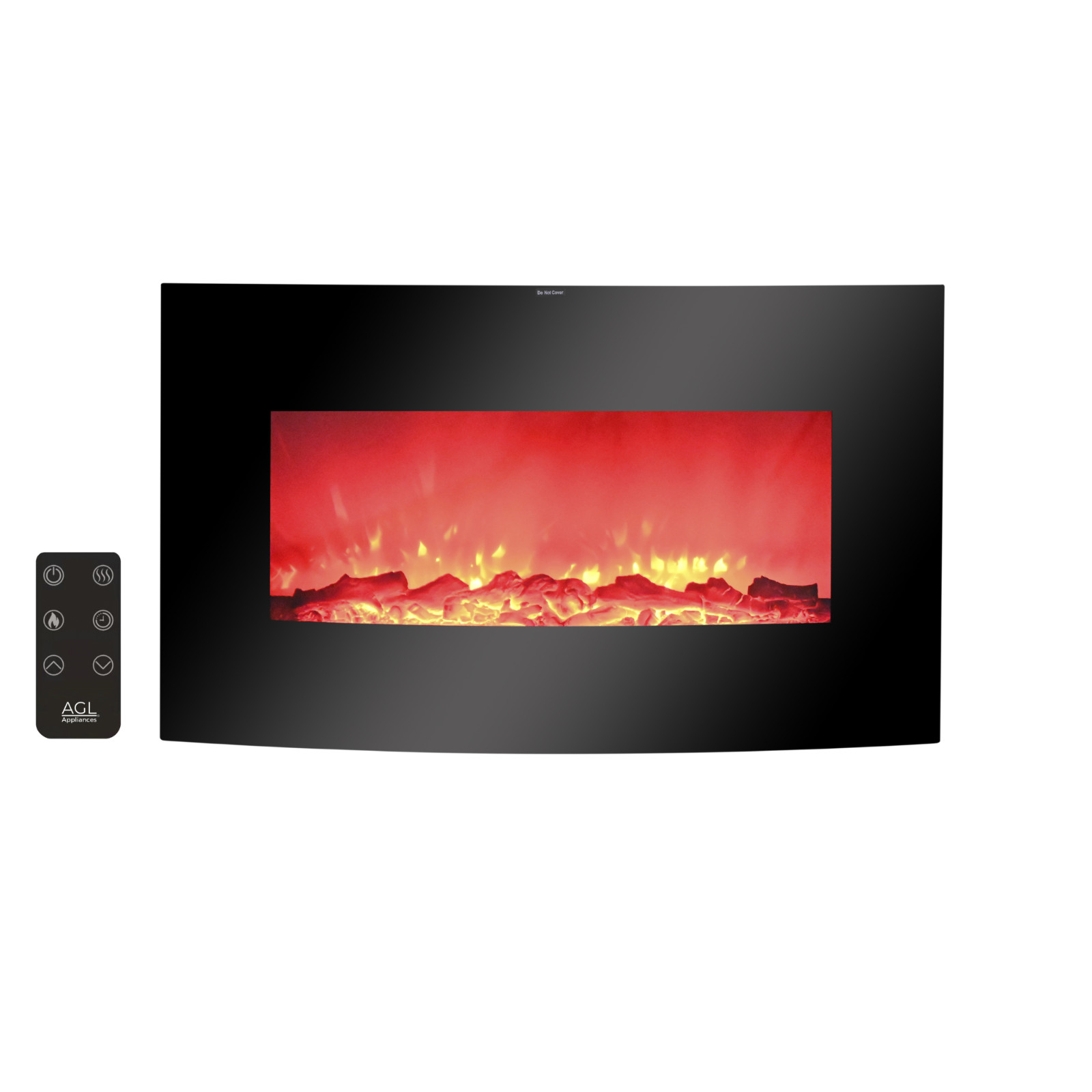 38 Inch Electric Fireplace Heater Stove | Tempered Glass Curved Screen with Log