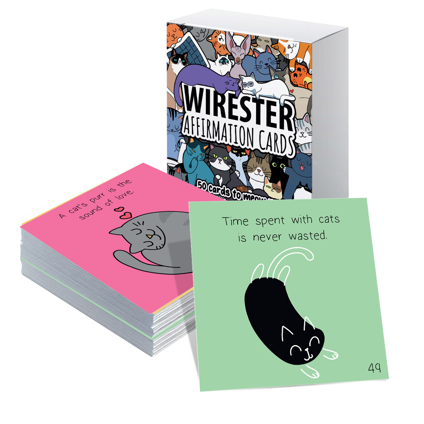 50 Pcs Funny Positive Affirmation Cards Cat Lovers Gift Inspirational Cards