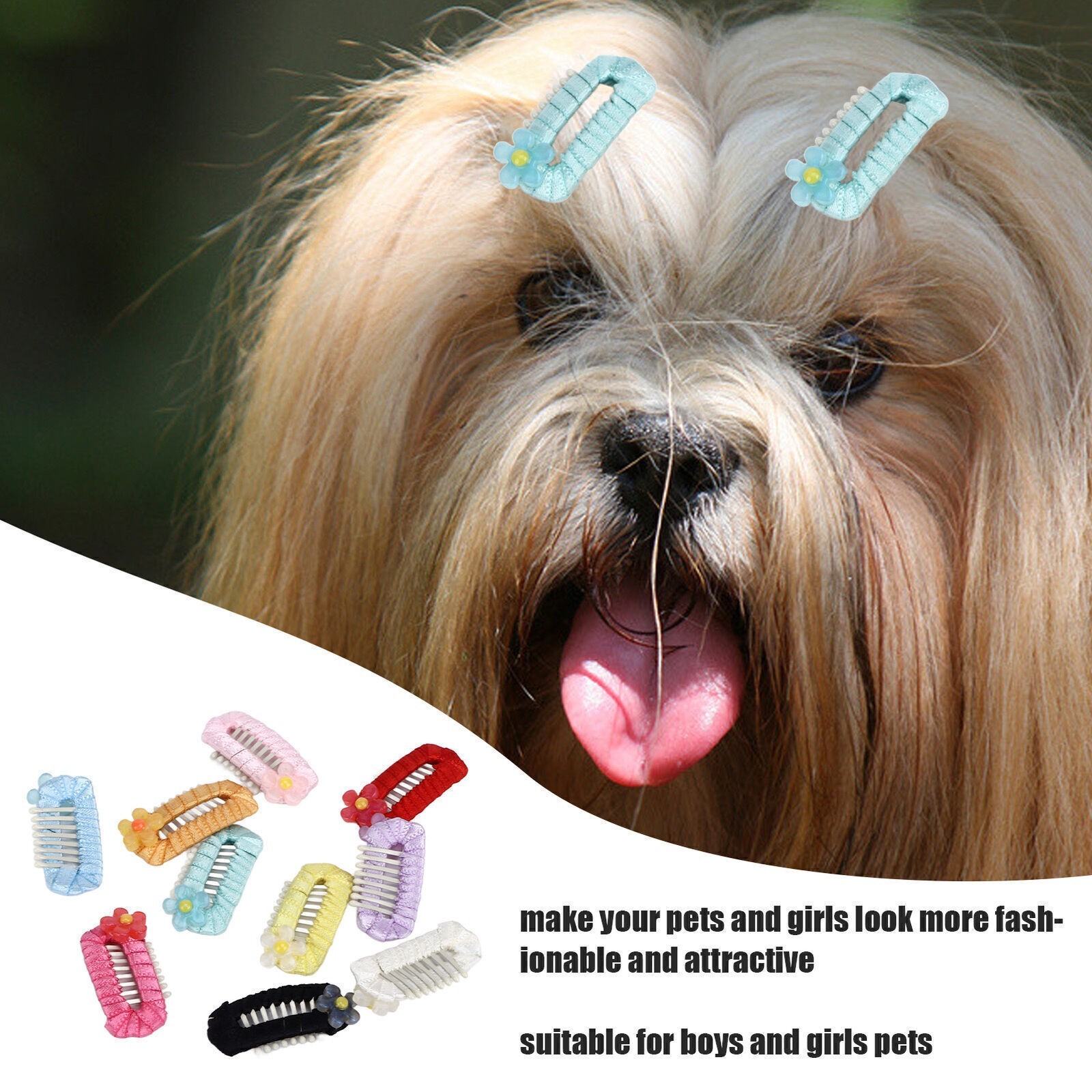 10Pcs Pet Hairpin Colorful Beautiful Pet Grooming Headdress for Pets Cats and