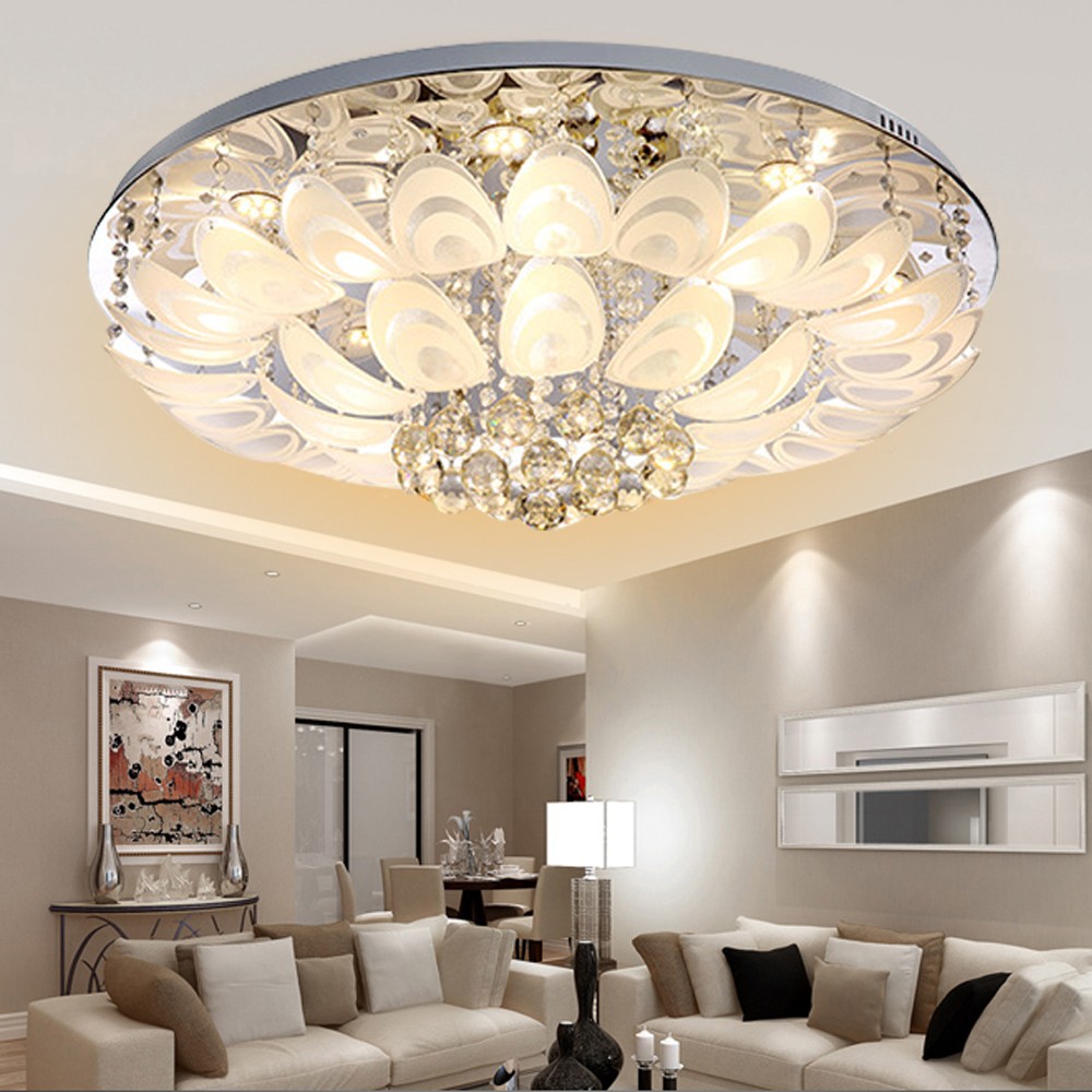 Modern Crystal Chandelier Luxury Flush Mount Ceiling Lamp Pendant Dia 80 cm US