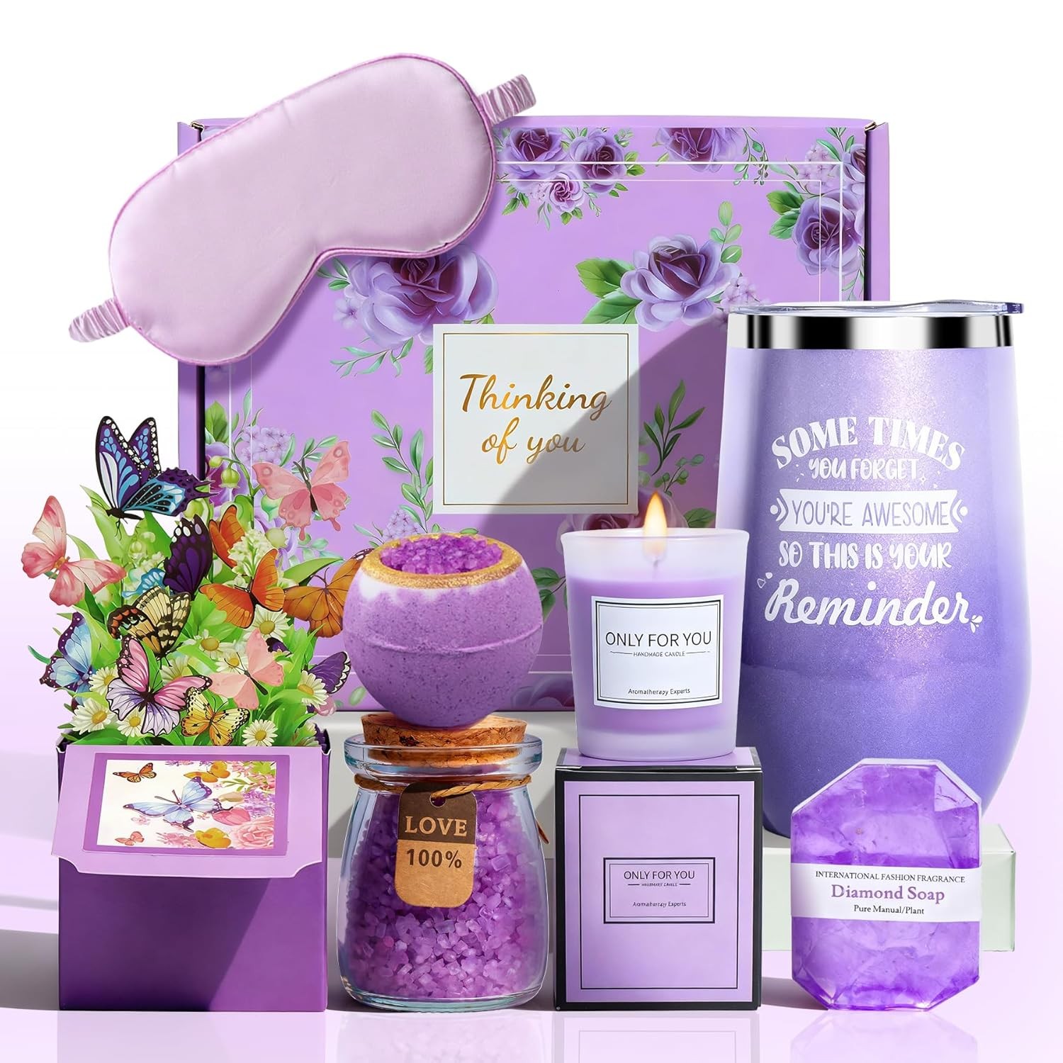 Birthday Gift for Women Spa Set - Unique Get Well Soon Gifts Lavender 
