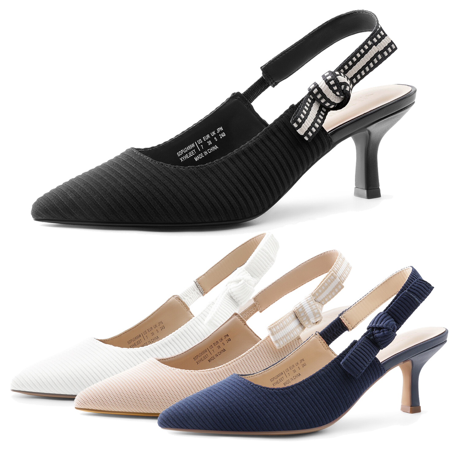 Women Bridal Elegant Kitten Heels Slingback Pumps Wedding Party Dress Pumps