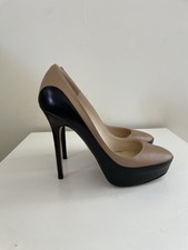 Elegant Jimmy Choo Sepia 2 Tone Black Tan Dress Heels Pumps Evening Size 6.5