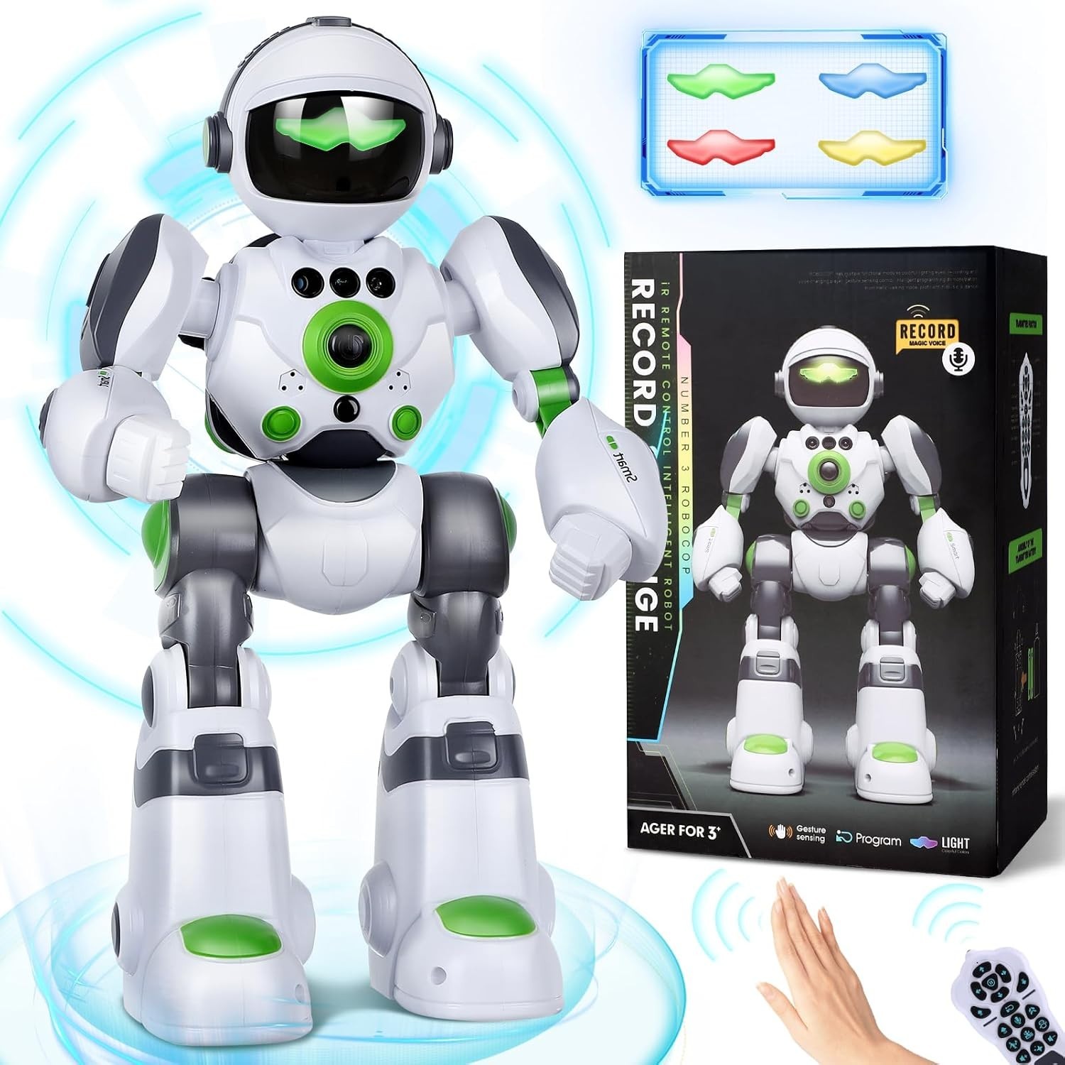 Robot Toys Gift for Kids: Remote Control Robot Programmable with Record Voice