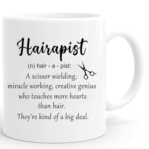  Funny Hairapist Coffee Mug 11 Oz, Hairdresser Gifts for Women, Barber Hair 