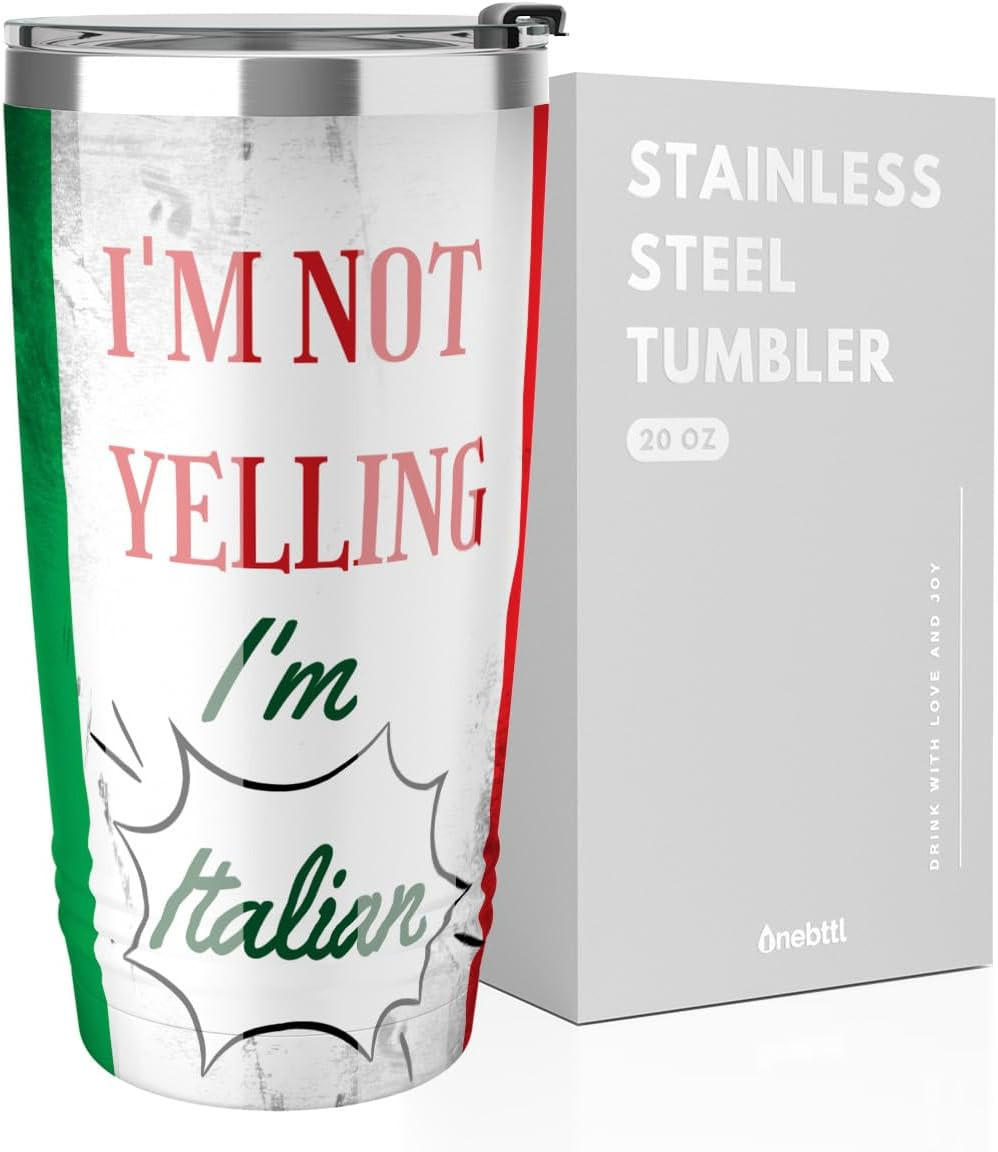 Italian Gifts for Women Men, Funny Pride Stainless Steel 20 Oz Italy Flag Tumble
