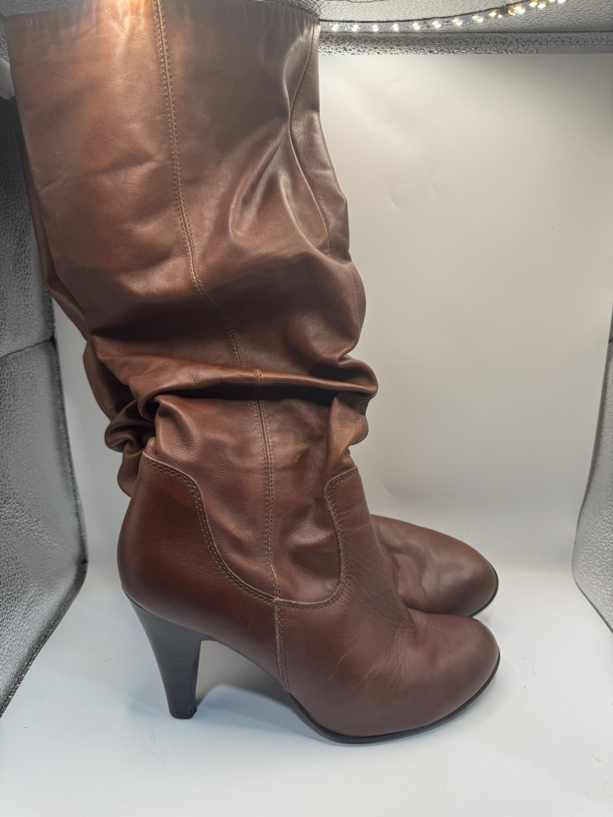 Aldo Slouchy Boots Brown Faux Leather Size 38 Women’s Boho Casual Style