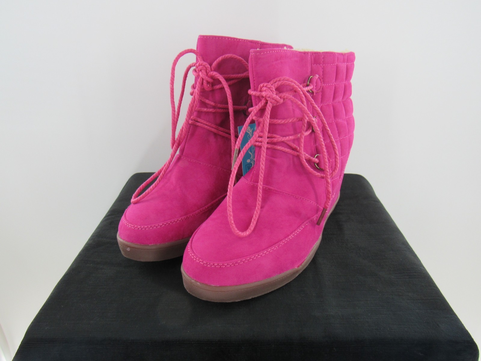 Women Fashion Trendy Ankle Pink Wedge Lace UP Sneaker Booties Shoes Size 9 : NEW