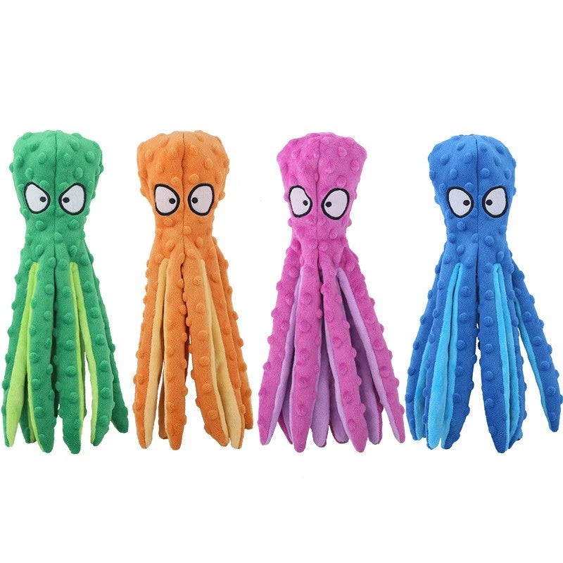 Pet Plush Toy Octopus Dog Interactive Toy Indestructible Bite Resistant Sound
