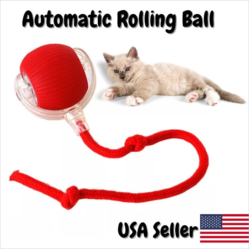 Automatic Rolling Ball Smart Cat Dog Toy Electric Pet Self-Moving Kitten (RED)
