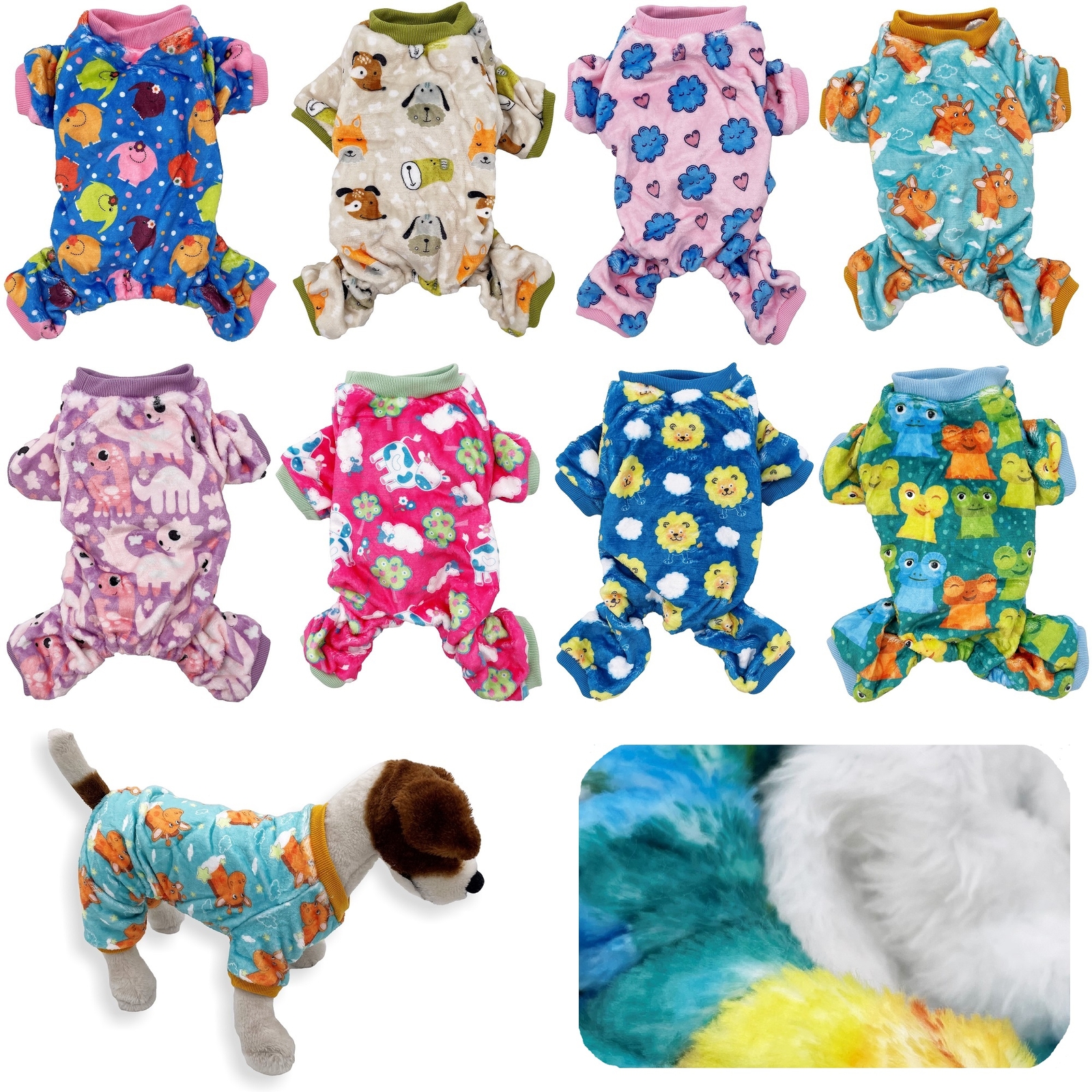 Dog Pajamas Soft Warm FLEECE Jumpsuit Cute Pet Clothes for Small and Medium Pet