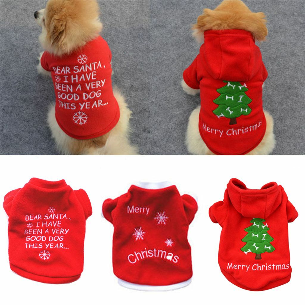 Cute Dog Puppy Christmas Santa Warm Costumes Coat Clothes Pet Apparel Shirt Mini