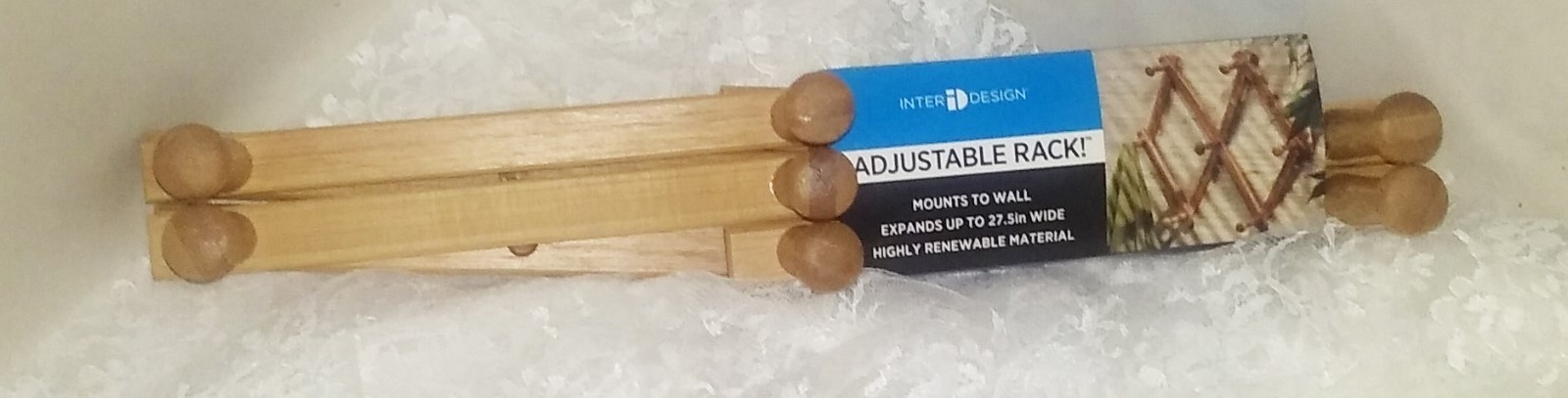 Interior Design Adjustable Expanding Rack with 7 Hooks Expands to 27" New w/Tags