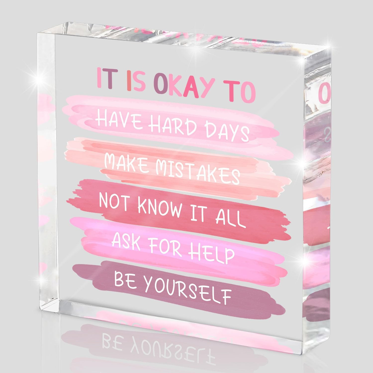 Mental Health Decor - Pink Office Decor Ornaments Teacher Desk - Inspirational G
