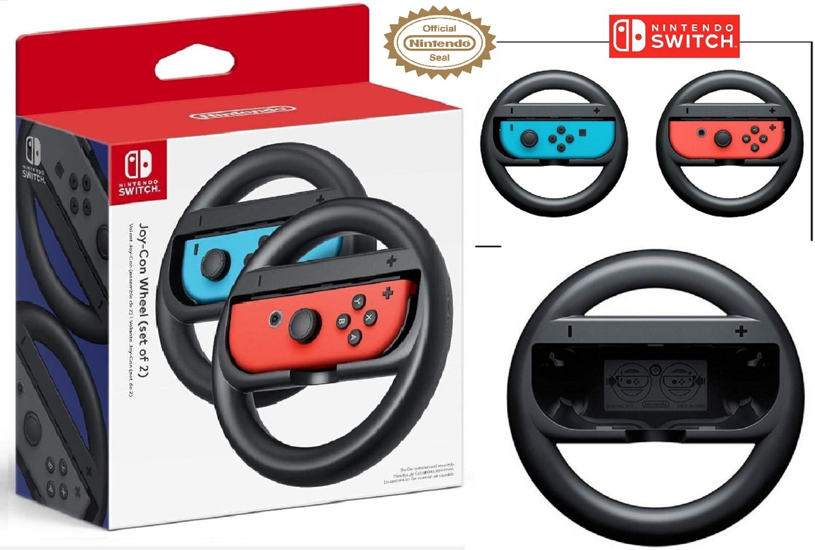Nintendo Switch Joy Con Steering Wheel Official Accessory Pair of Gaming Wheels