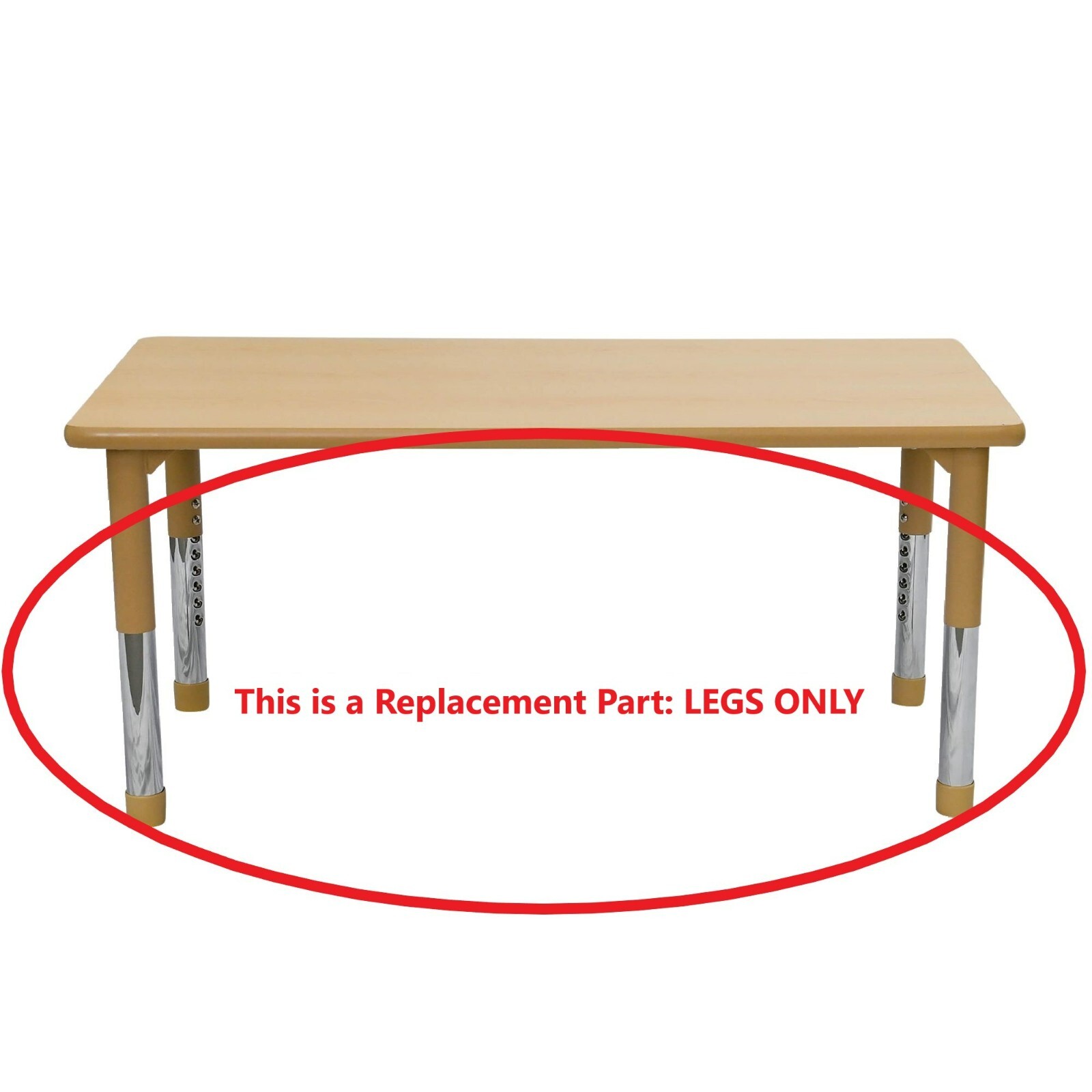 AS WE GROW Maple Tan Rectangular Adjustable Table -Replacement Part Legs