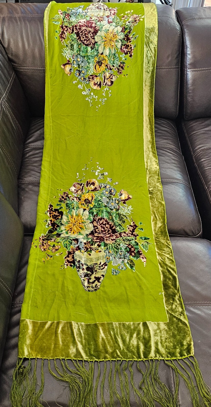 Luxury Large evening look silk velvet stole Flowers