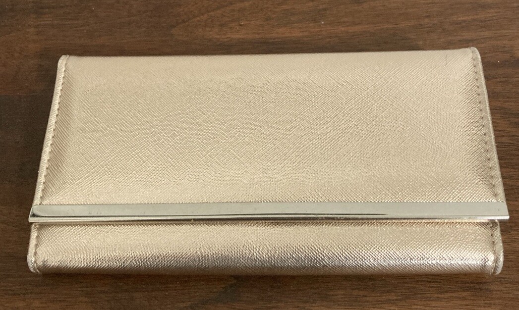 Gold Tone Wallet Clutch Evening Bag Purse Wedding Party Cocktail 7.5”x4”