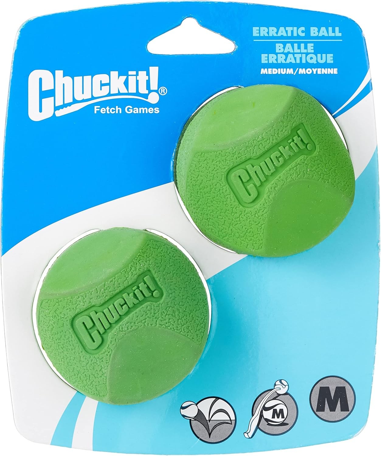 Dogs Erratic Bounce Rubber Fetch Balls w/ Squared Corners (2 Balls)
