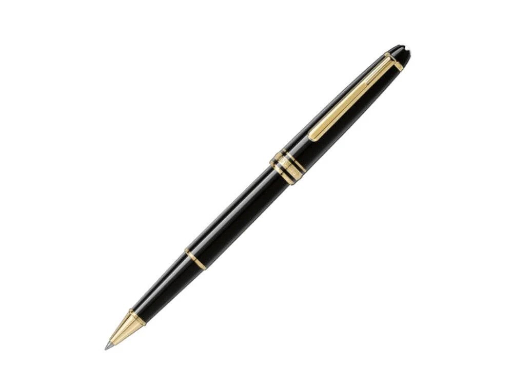 NEW Montblanc. Meisterstuck  Gold Coated Black Rollerball Pen unique Gift.