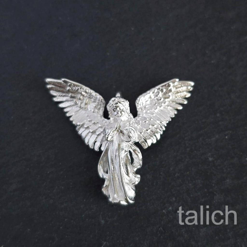 Shiny 925 Sterling Silver Open Wings Praying Angel Pendant Necklace Unique Gift