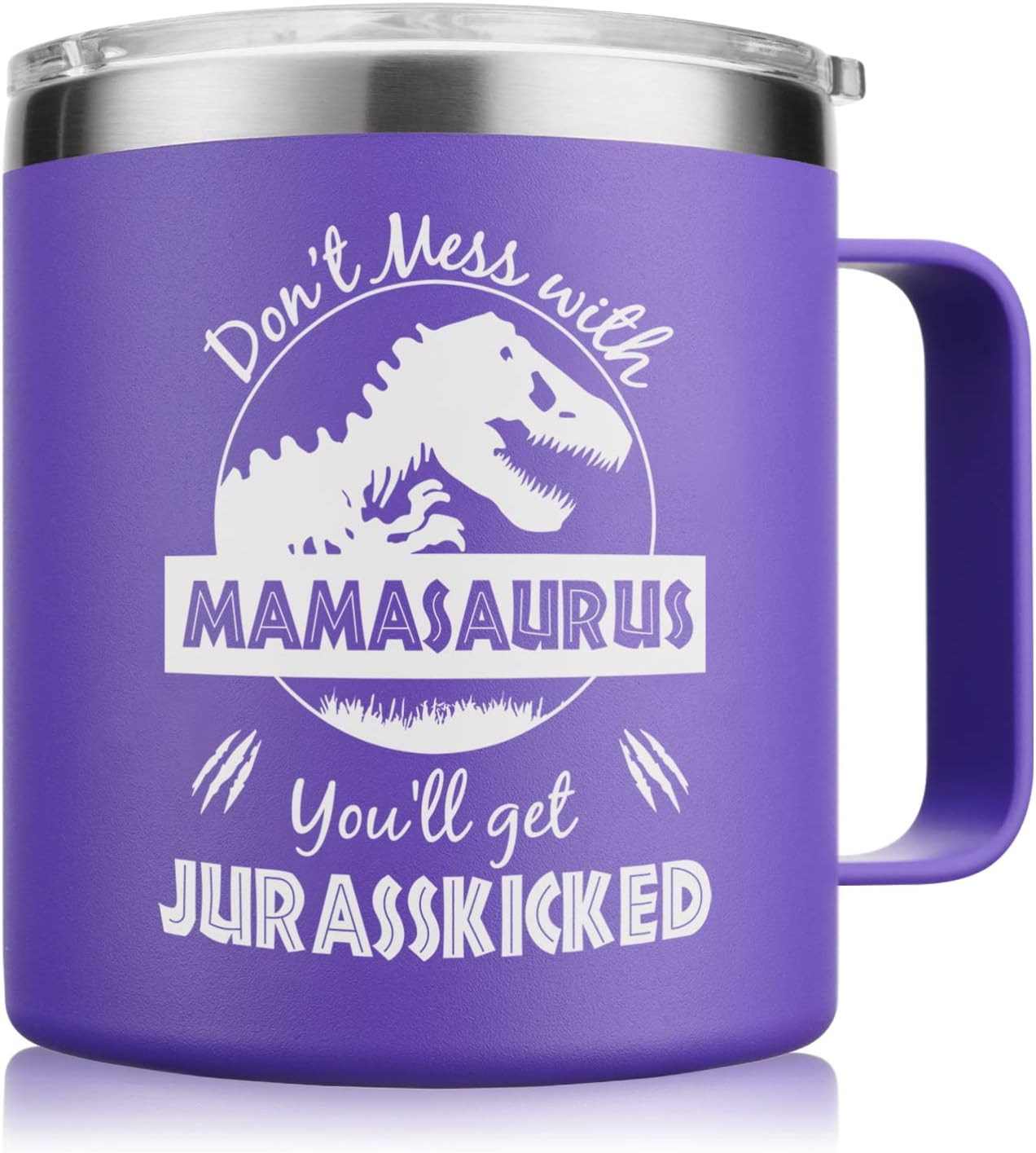 Mamasaurus Mug 14Oz with Lid - Unique Christmas Gift for Mom and Wife