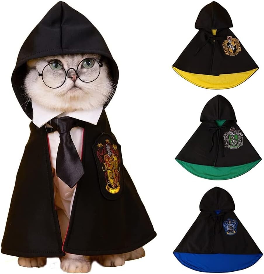 Halloween Dog Cat Costume Cape: Pet Wizard Apparels Cosplay Costume Set Medium