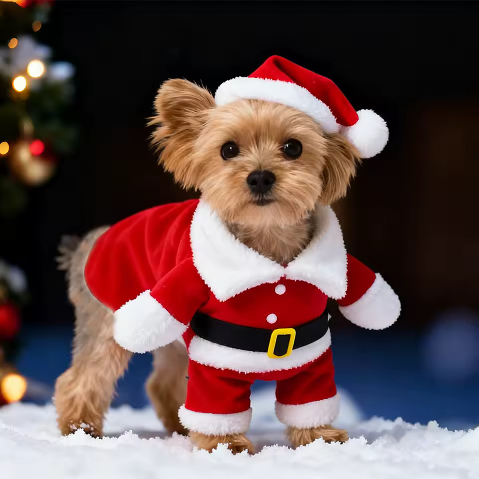 Cute Dog Santa Claus Outfit Christmas Costume for Small Dogs Cats Yorkie Cosplay