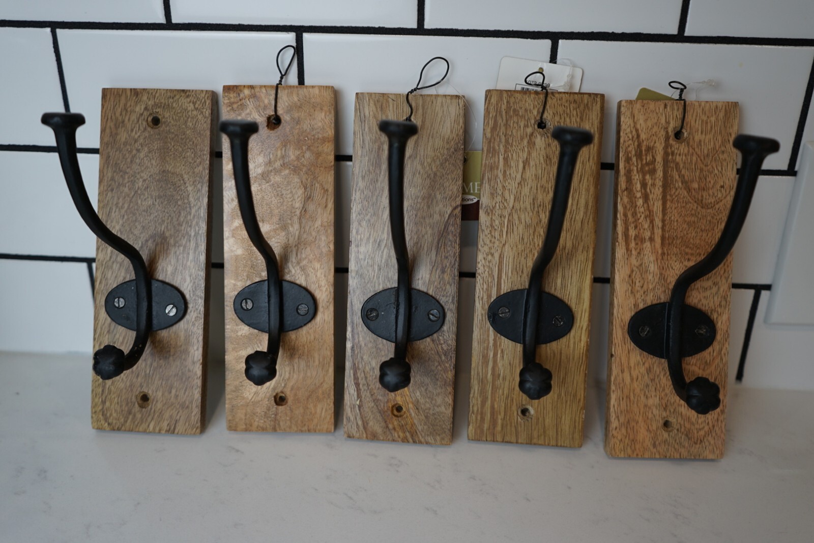 2011 Home Inspiration Set Of 5 Wood And Metal Wall Hanger - Rustic