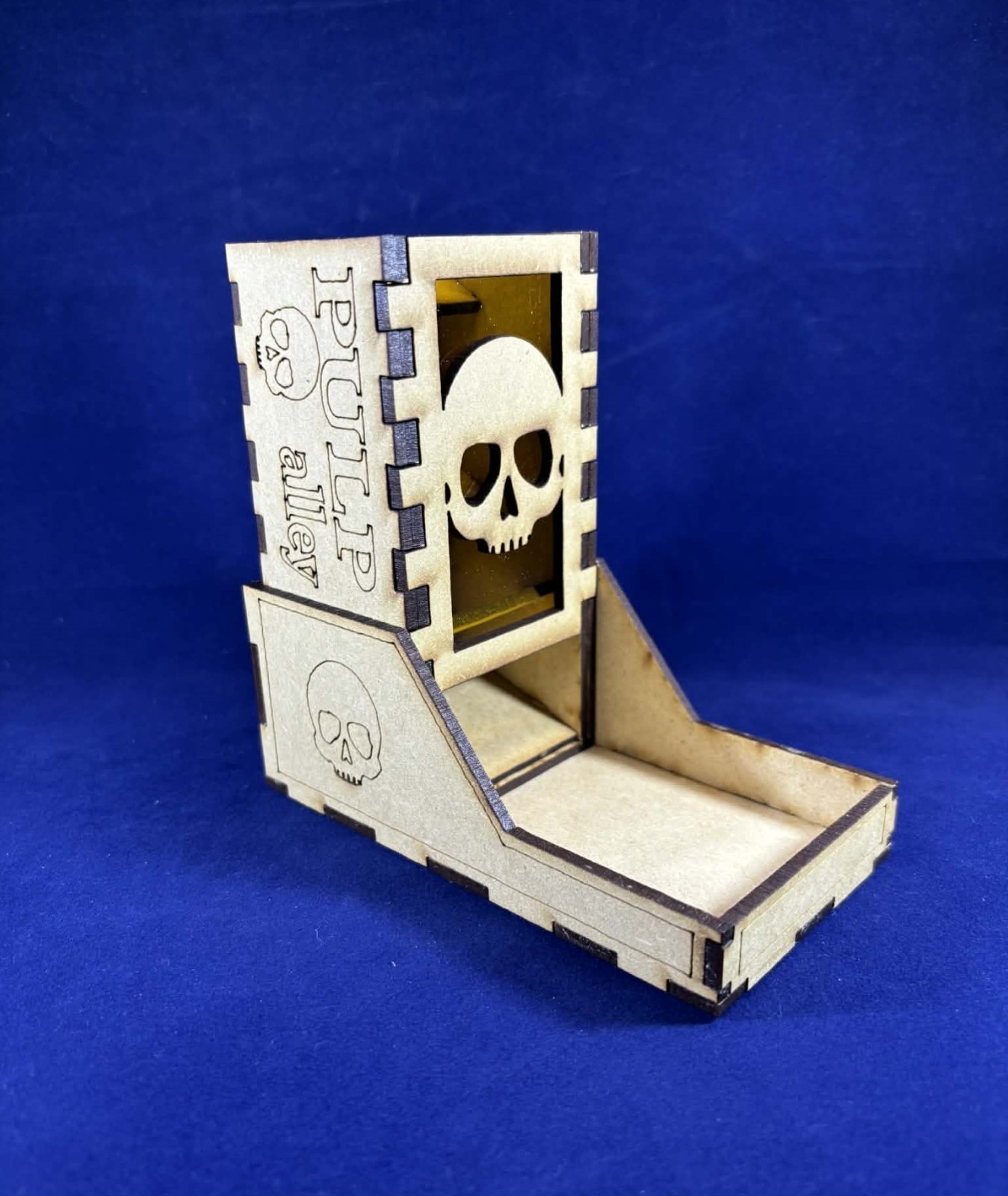 Pulp Alley Theme Dice Tower and Tray with Acrylic Window Dice Roller Unique Gift