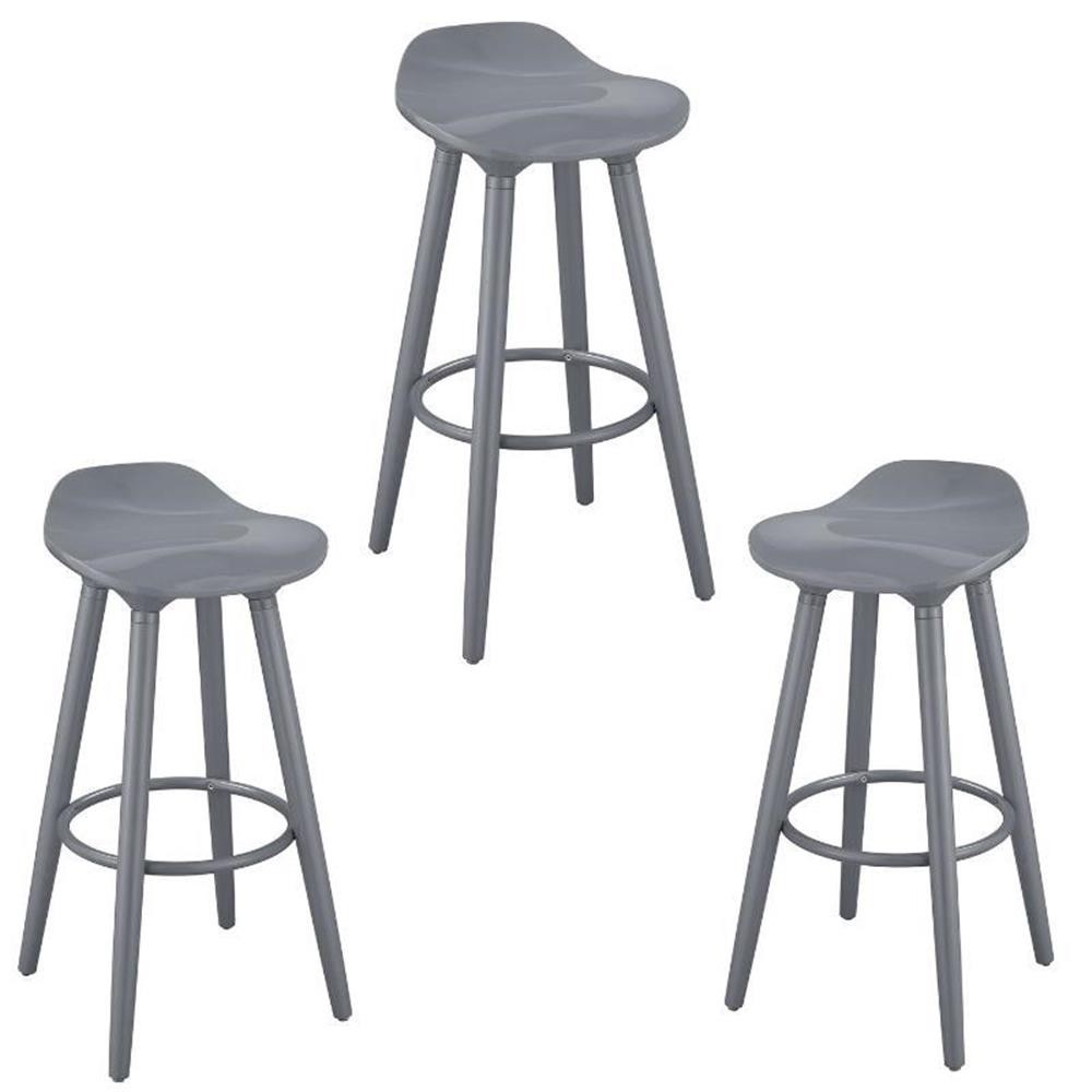 Home Square 3 Piece Caroline Bar Stool Set in Inspiration Grey
