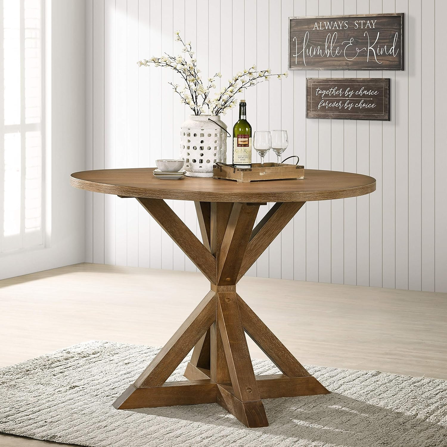 Windvale Cross-Buck Base Counter Height Dining Table, Cottage Oak
