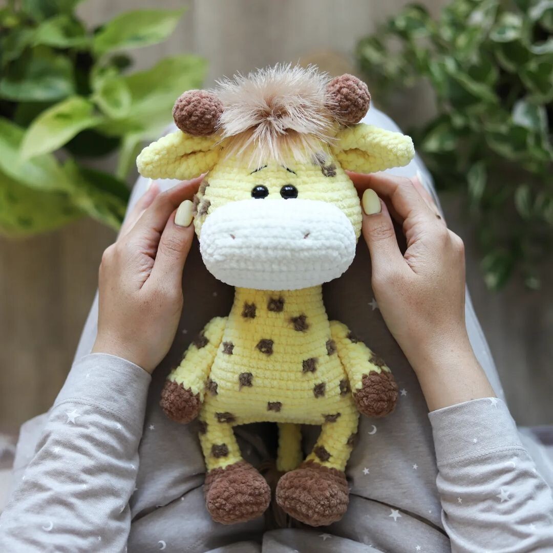 Handmade! Knitted plush giraffe - soft toy, crochet, unique gift crochet giraffe