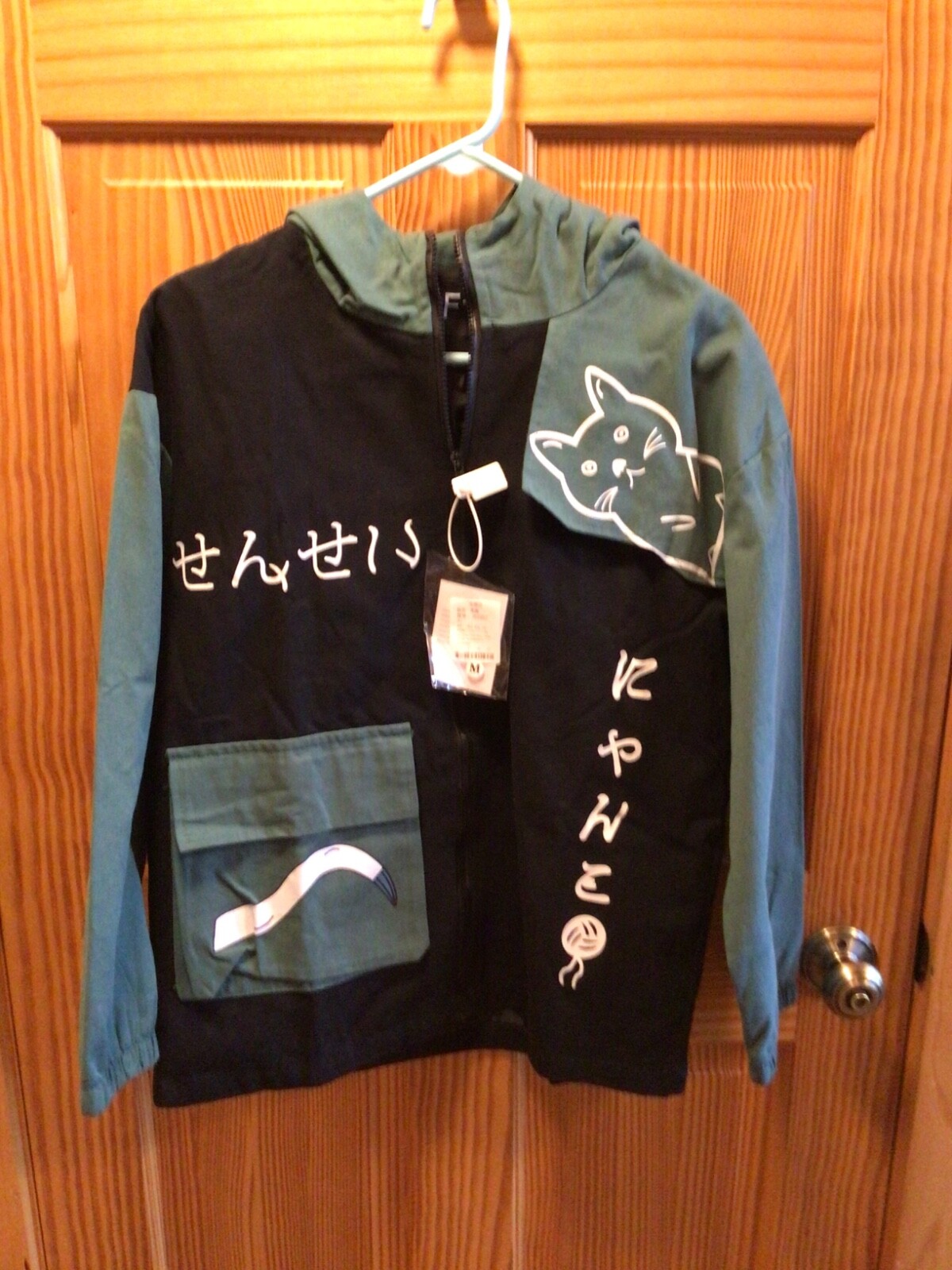 Japan D&C Hooded Jacket Hip Hop, K Pop, Streetwear New Black Green Kitty Teacher