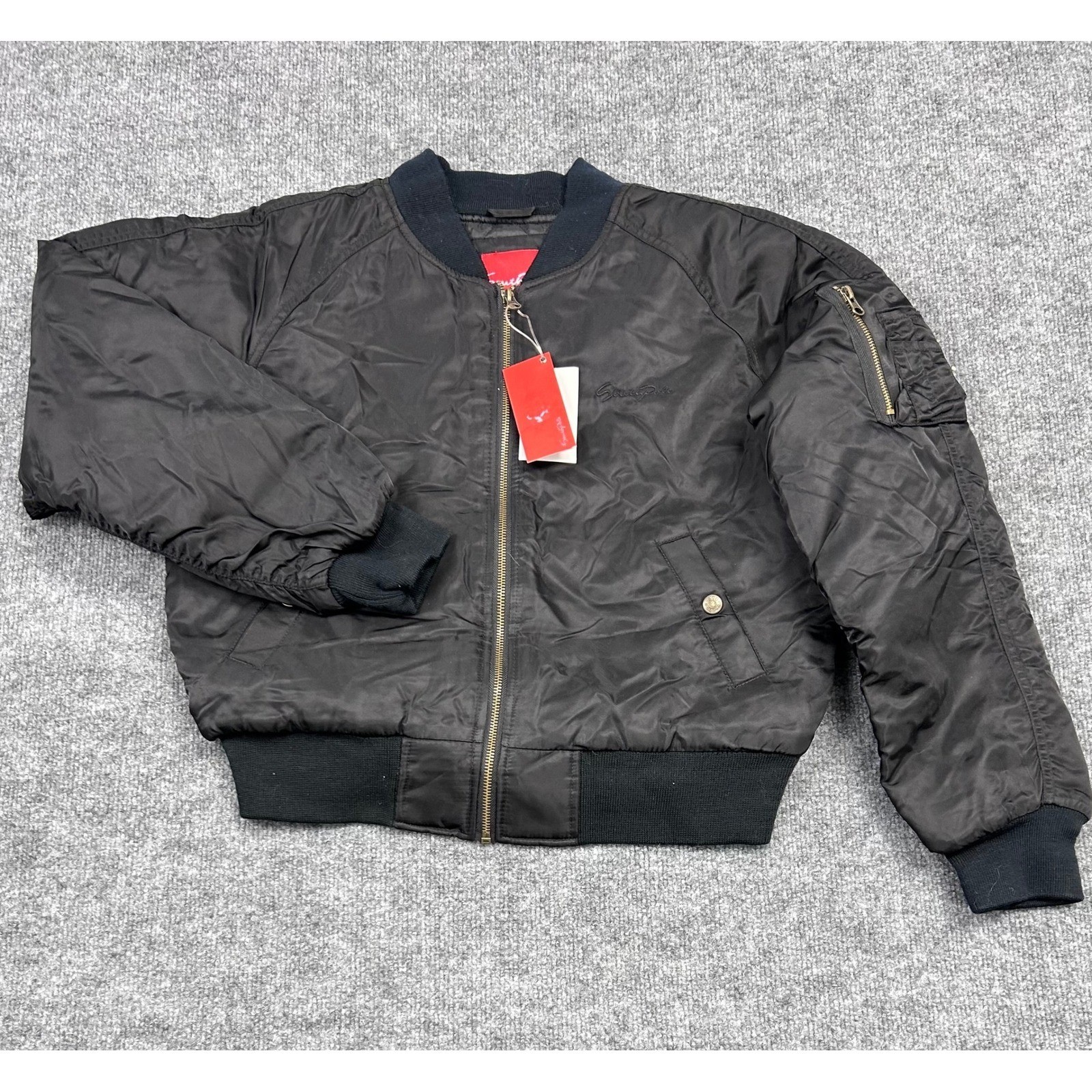 SouthPole Vintage Black Bomber Jacket Junior Collection Size M Ribbed Cuffs