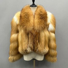 Women Cropped Real Fur Coat Luxury Lapel Collar Warm Short Fox Fur Overcoat