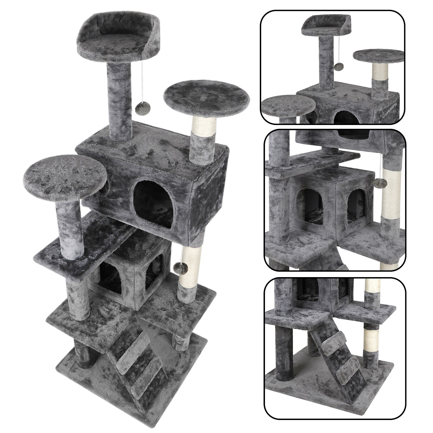 Activity Center  53" STURDY Cat Tree Tower Large Playing House Condo For Rest