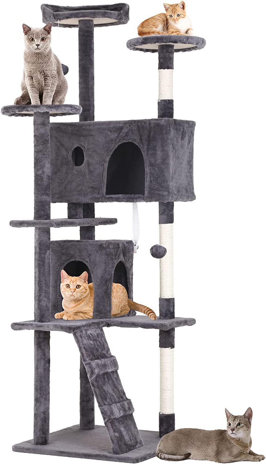 70in Cat Tree Tower for Indoor Cats, Multi-Level Cat Furniture Activity Center