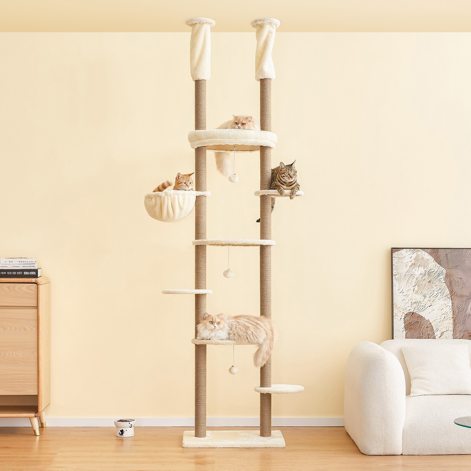 92.1"-101.6" Floor to Ceiling Adjust Multi-level Cat Tree Tower Activity Center