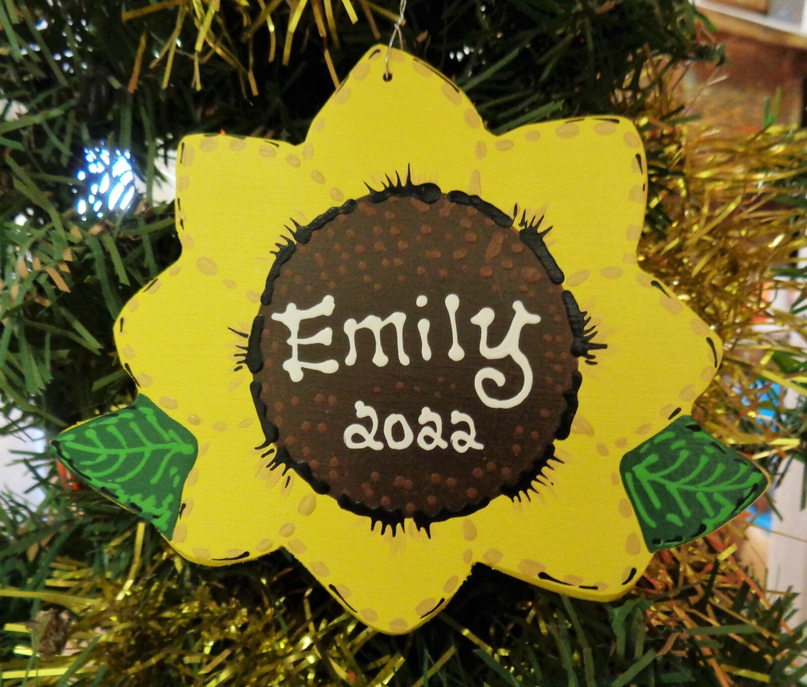 Sunflower Gardening Ornament U CHOOSE NAME & YEAR Christmas Personalized Gift