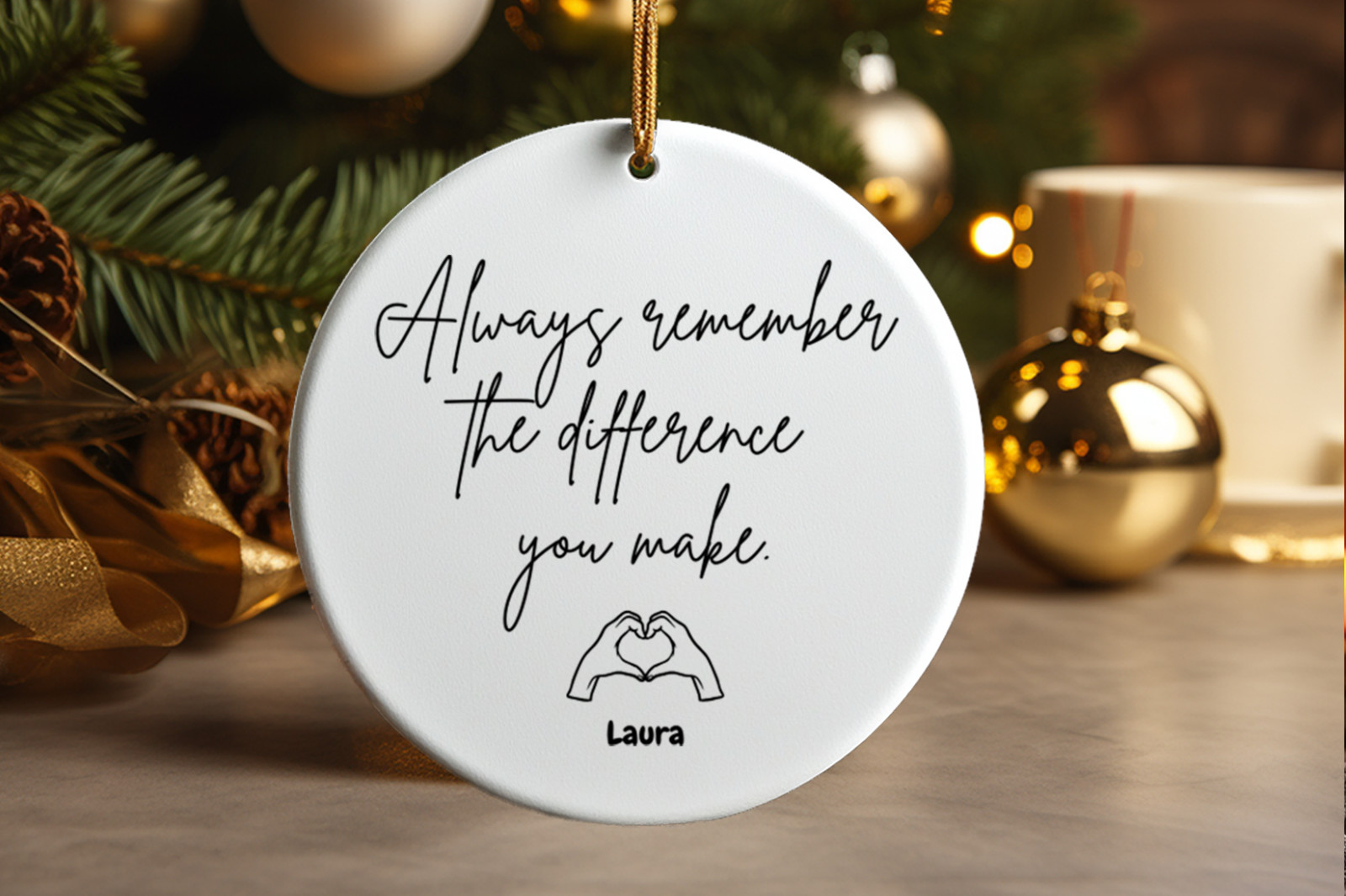 Thank You Christmas Ornament, Personalized Name, Keepsake, Appreciation Gift