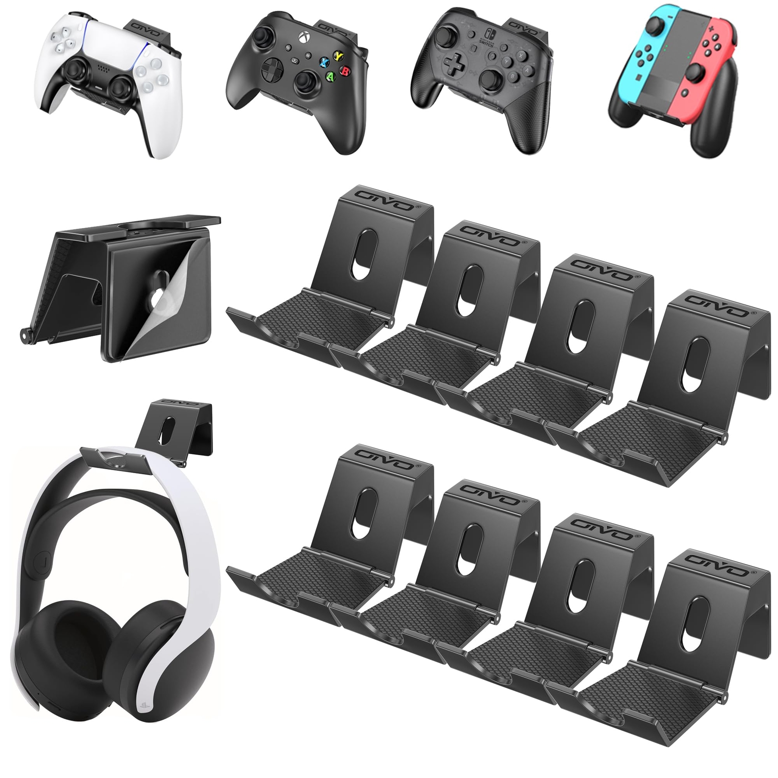 Controller & Headset Wall Mount Holder Foldable Stand for Gaming Accessories